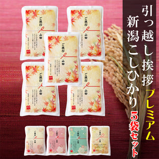 5袋セット 引っ越し 挨拶 粗品 ギフト 【真空パック】 米 新潟産コシヒカリ 3合 真空パック